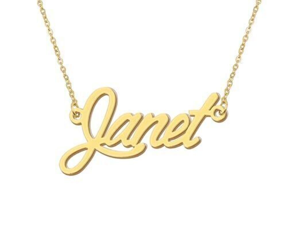 3047 18k Gold Plated Necklace with Janet Name Choker Nameplate Necklaces